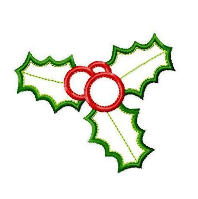 Christmas Holly Machine Embroidery Design Applique Pattern in 3 sizes 3, 4 and 5 image 2