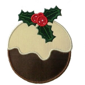 Christmas Plum Pudding Appliques Machine Embroidery Designs Applique Pattern in 3 sizes 4&quot;, 5&quot; and 6&quot;