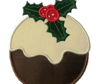 Christmas Plum Pudding Appliques Machine Embroidery Designs Applique Pattern in 3 sizes 4", 5" and 6"