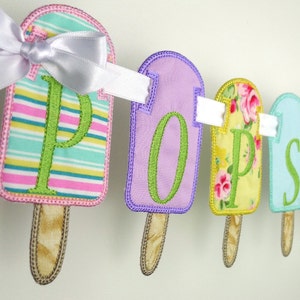 Popsicle Banner In The Hoop Project Machine Embroidery Design Applique Patterns in 7 sizes 4&quot;, 5&quot;, 6&quot;, 7&quot;, 8&quot;, 9&quot; and 10&quot;