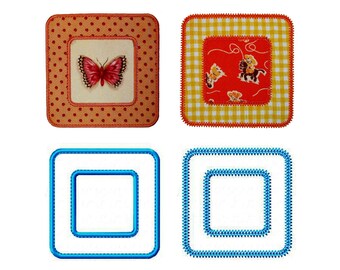 Square Frames Appliques Machine Embroidery Designs Applique Patterns 2 variations in 5 sizes each 2", 3", 4", 5" and 6"