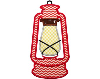 Lantern Applique Machine Embroidery Design Kerosene Camping Lamp Torch Patterns in 5 sizes 4", 5", 6", 7" and 8"