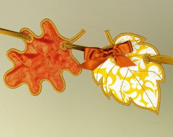 Fall Leaves Banner ITH Project Machine Embroidery Designs Applique Patterns all done in the hoop in 3 sizes 4", 5" and 6"