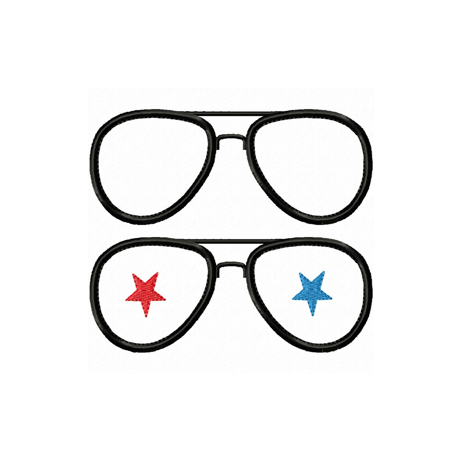 Aviator Sunglasses and With Stars Applique Machine Embroidery Etsy