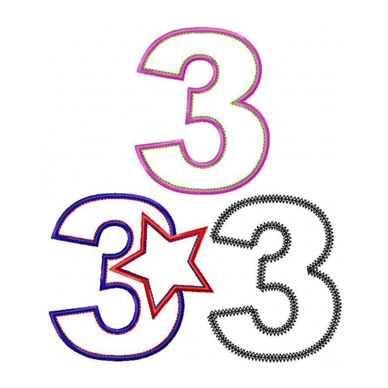 Number Three Embroidery Number Three Embroidery