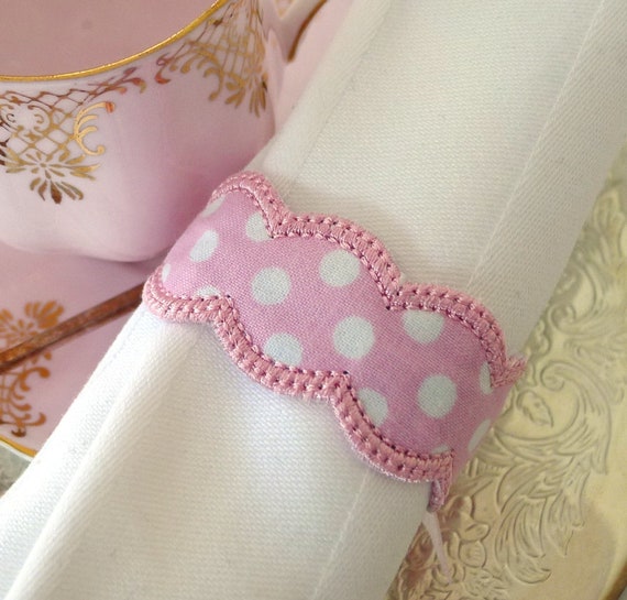 Scalloped Napkin Ring ITH Project Applique Machine Embroidery Design Patterns for Kam Snaps, Eyelets or Ribbon inserts
