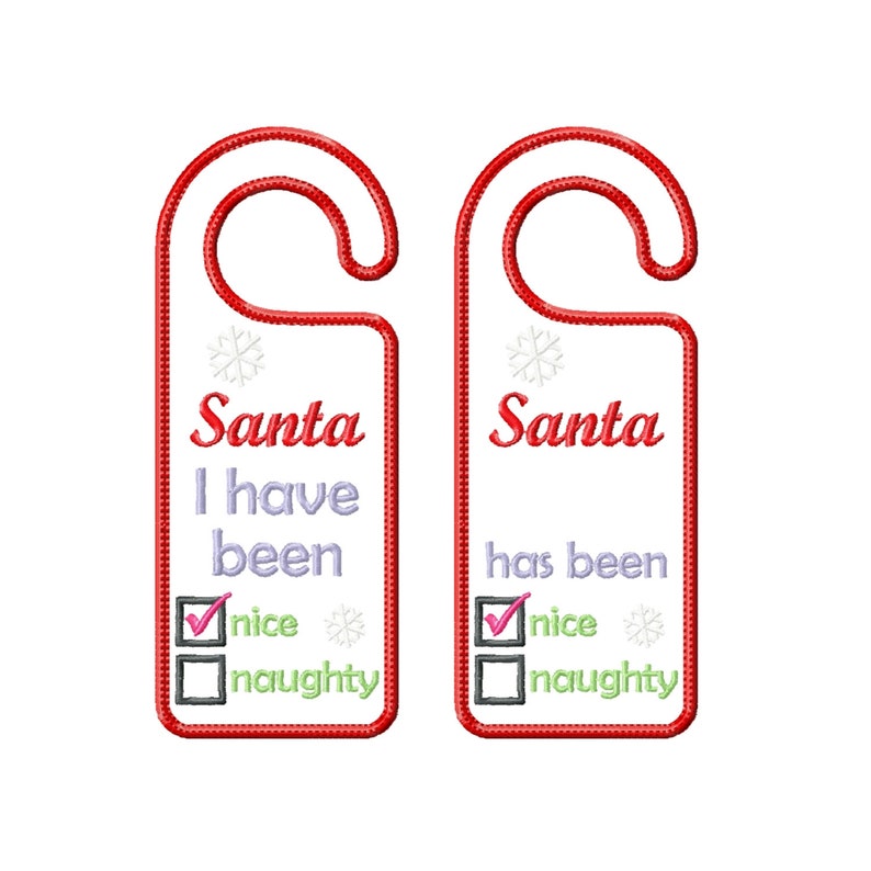 Santa I have been NICE Door Hanger ITH Project Applique Machine Embroidery Design Pattern 2 variations 3 sizes 7, 8, 9 image 3