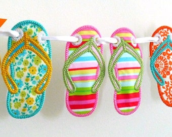 Flip Flop Banner In The Hoop Project Machine Embroidery Designs Applique Patterns ITH in 6 sizes 4", 5", 6", 7", 8" and 9"