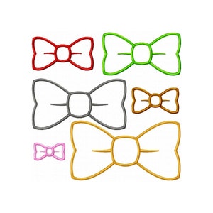 Bow Tie Machine Embroidery Design Applique Pattern in 6 sizes 2&quot;, 3&quot;, 4&quot;, 5&quot;, 6&quot; and 7&quot;