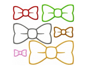 Bow Tie Machine Embroidery Design Applique Pattern in 6 sizes 2", 3", 4", 5", 6" and 7"