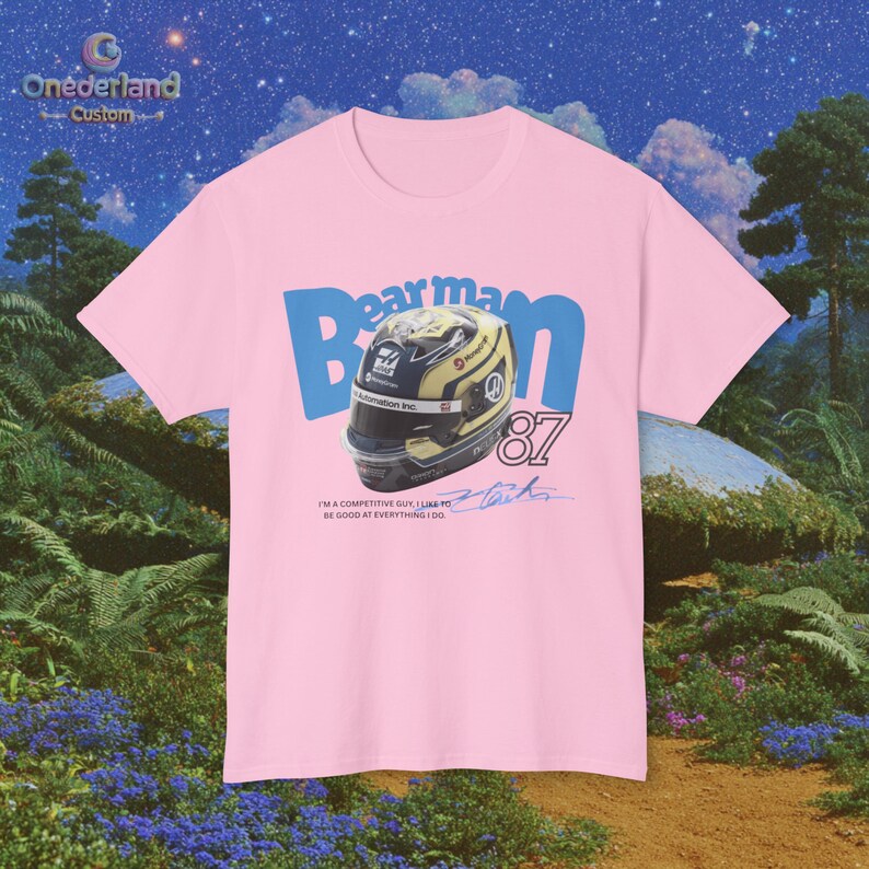 Oliver Bearman Helmet Shirt, F1 Race Fan Tee, Racing Number 87, F1 Gift for Fans, Daily Wear Motorsport. OB87 F1 Racing Team Shirt, Vintage Formula 1 Apparel, Retro Oliver Bearman Merch, Motorsport Fan Wear, Casual Haas Shirt.