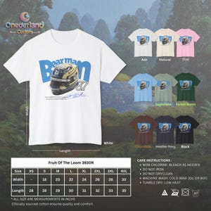 This Oliver Bearman shirt is the perfect way to make a statement, both on and off the track. The design, clearly depicted in the image, is a powerful visual of the driver's helmet and his signature number. The inspiring quote at the bottom makes it more than just apparel. Designed for F1 fans by F1 fans, this comfortable cotton tee is versatile enough for casual wear but bold enough to show your allegiance on race day.
