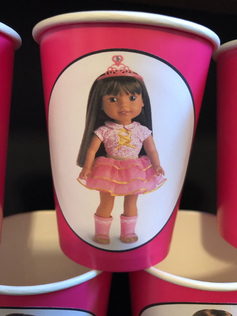 American Girl Doll Birthday Party PACK for 12 Paper Cups 9 ounces /& Plates WITH IMAGES