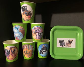 PARTY PACK FOR 12 Puppy Pals Birthday 12 Paper Cups 9OZ & 12 Plates