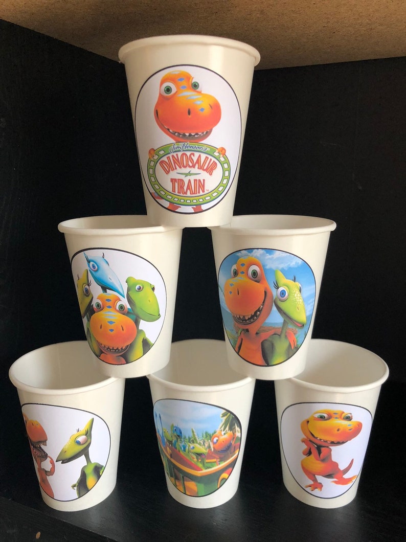 12 Dinosaur Train Birthday Party PACK Paper Cups 9 ounces /& 7 inch Plates WITH LABELS
