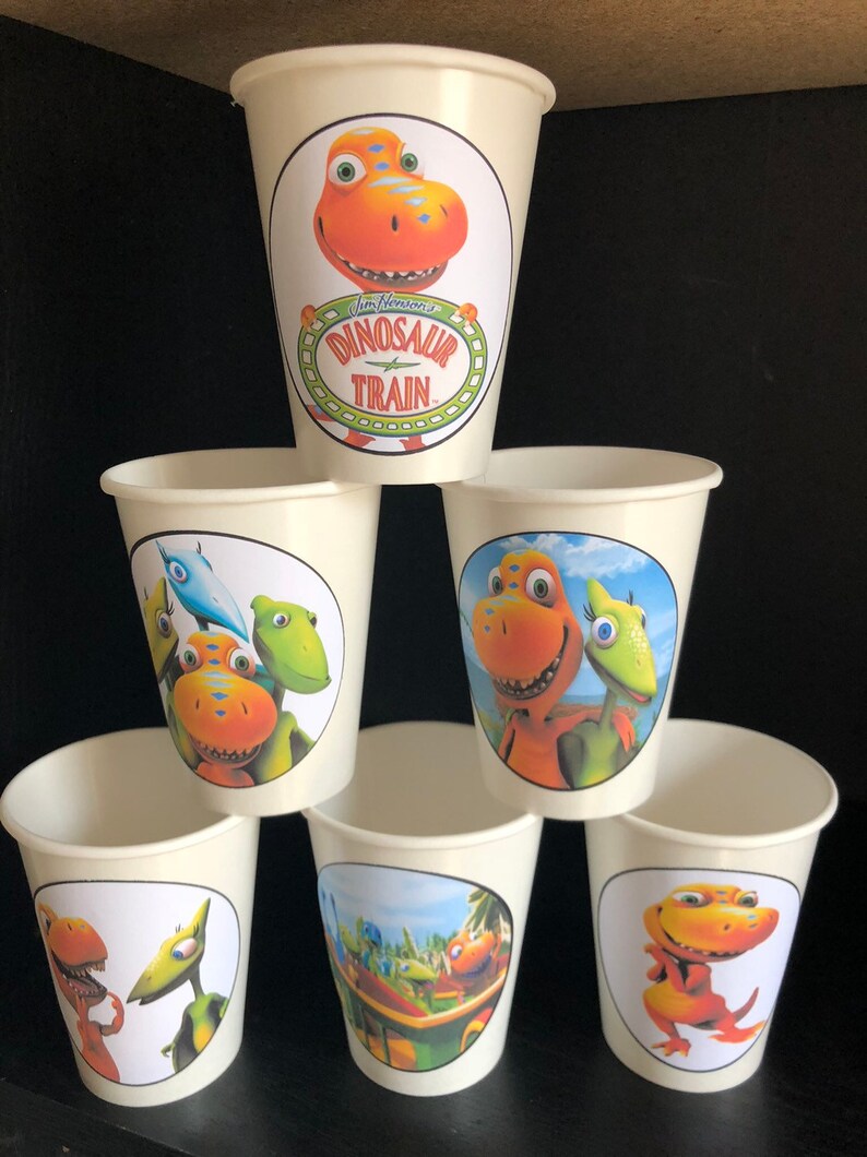 12 Dinosaur Train Birthday Party PACK Paper Cups 9 ounces /& 7 inch Plates WITH LABELS