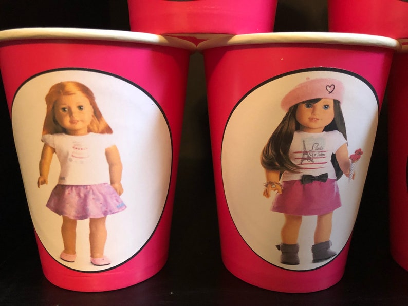 American Girl Doll Birthday Party PACK for 12 Paper Cups 9 ounces /& Plates WITH IMAGES