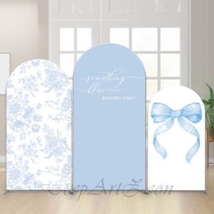 Something Blue Before I Do Back Drop Cover Bridal Shower Bride to Be Photo Background Blue Floral Bloom Fabric Chiara Arch Backdrop Cover
