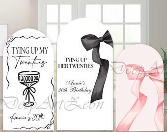 Tying Up Her Twenties Backdrop Cover: Pink & Black 30th Birthday
