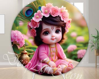 Krishna ronde achtergrond: decoratie verjaardagsfeestje babyshower