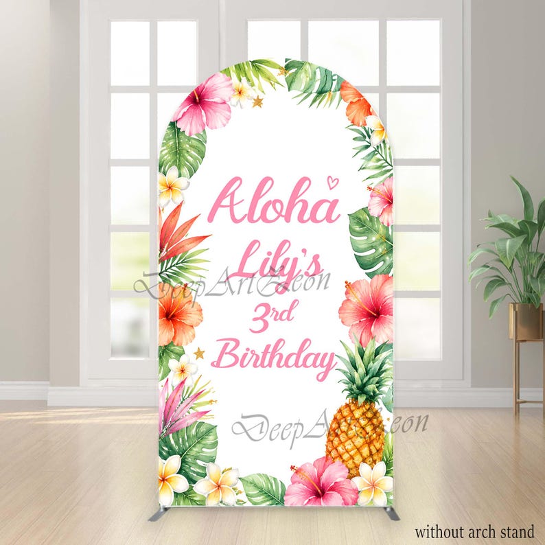 Aloha Birthday Backdrop Arch Cover :hawaiian,tropical,pineapple,decor ...