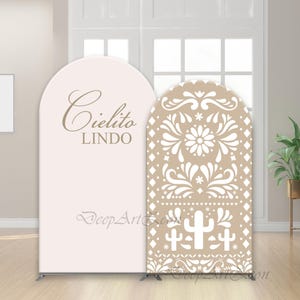 Beige Cielito Lindo Arch Back Drop Cover Baby Shower Birthday Party Mexican Wedding Baptism Fiesta Chiara Photo Background Cover