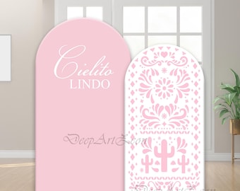 Pink Cielito Lindo Arch Backdrop Cover: Fiesta Party Photo Background