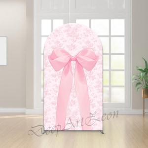 Pink Bow Arch Back Drop Cover Girl Birthday Party Baby Shower Chiara Fabric Photo Background Cover