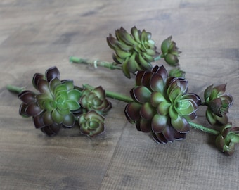 3 stems, Artificial Succulent, Faux, Plant, Green, Home Decoration, Arrangement, Silk Flower, Floral, DIY, Craft,  Centerpiece