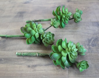 3 stems, Artificial Succulent, Faux, Plant, Green, Home Decoration, Arrangement, Silk Flower, Floral, DIY, Craft,  Centerpiece
