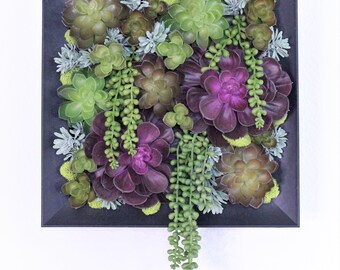 1 pc Artificial Succulent in a Black Hanging Decorative Box, Faux Plant, Floral Decoration, Green, Art, Centerpiece, Garden Design