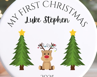Adorno para la primera Navidad del bebé, regalo para niño, primera Navidad, regalo personalizado para bebé, recuerdo de 2025, Navidad familiar, personalizado
