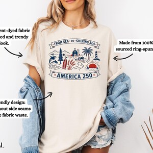 Sudadera America 250, Camiseta From Sea to Shining Sea, Camiseta patriótica, Camiseta de celebración USA 250, Camiseta vintage americana, Cuatro de julio imagen 6