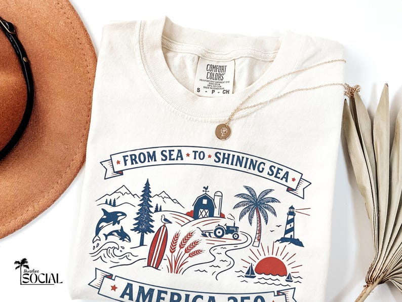 Sudadera America 250, Camiseta From Sea to Shining Sea, Camiseta patriótica, Camiseta de celebración USA 250, Camiseta vintage americana, Cuatro de julio imagen 10