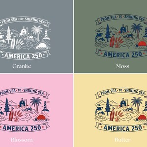 Sudadera America 250, Camiseta From Sea to Shining Sea, Camiseta patriótica, Camiseta de celebración USA 250, Camiseta vintage americana, Cuatro de julio imagen 9