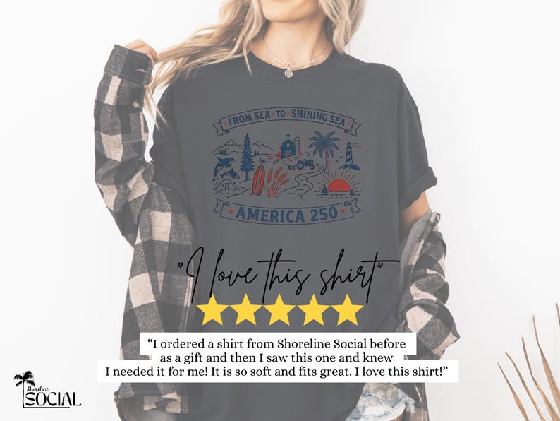 Sudadera America 250, Camiseta From Sea to Shining Sea, Camiseta patriótica, Camiseta de celebración USA 250, Camiseta vintage americana, Cuatro de julio imagen 11