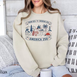 Sudadera America 250, Camiseta From Sea to Shining Sea, Camiseta patriótica, Camiseta de celebración USA 250, Camiseta vintage americana, Cuatro de julio imagen 2