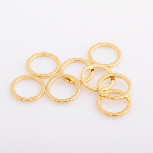 J308-03-G // Gold Plated 10mm Round Link, 10 Pc