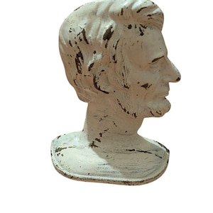 Vintage Abraham Lincoln Metal Cast Profile Vintage Plaque Statue Stands Up 7&quot;