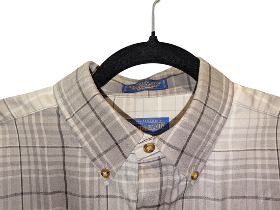 Vintage Sir Pendleton Worsted Wool Gray Plaid Shi… - image 5