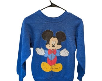 Vintage Disney Mickey Mouse Sweatshirt Youth L/XL 14-16 Blue Purnell Made USA