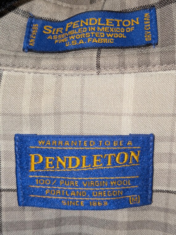 Vintage Sir Pendleton Worsted Wool Gray Plaid Shi… - image 12