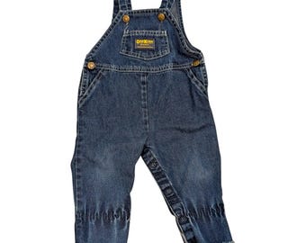 Vintage Oshkosh B Gosh Infant Overalls 24m Denim Pockets Snaps