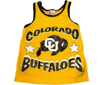 Vintage 90s Colorado Buffaloes Toddler Mesh Basketball Jersey CU Boulder Buffs Gold Black 2T