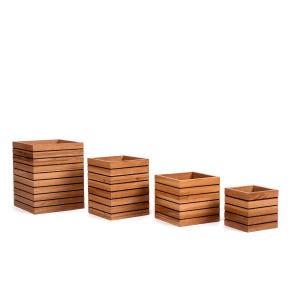 Houten eiken plantenbak – handgemaakte massief houten bloempot voor binnentuin