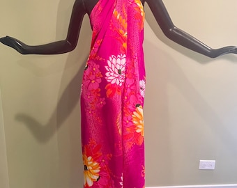 Hawaiian wrap dress skirt one size  neon colors 70s 80s 90s