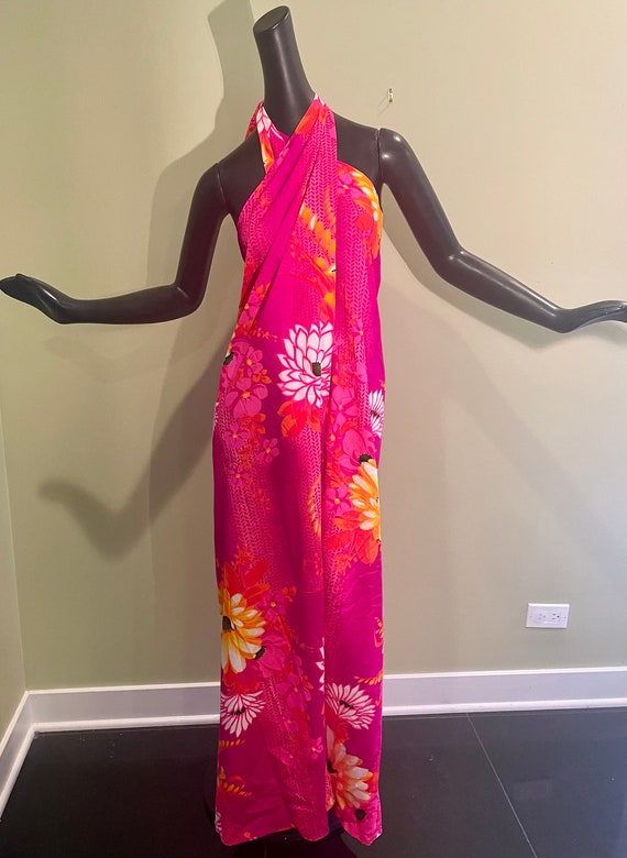 Hawaiian wrap dress skirt one size  neon colors 70