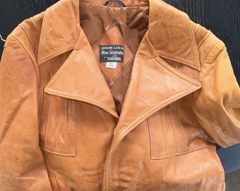 Vintage 70's Sears Men's Leather Jacket 42 - Etsy