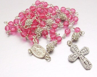 Sterling Silver Swarovski Crystal Catholic Rosary