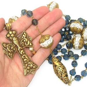 Tibetan Brass and Swarovski Crystal Catholic Rosary image 5